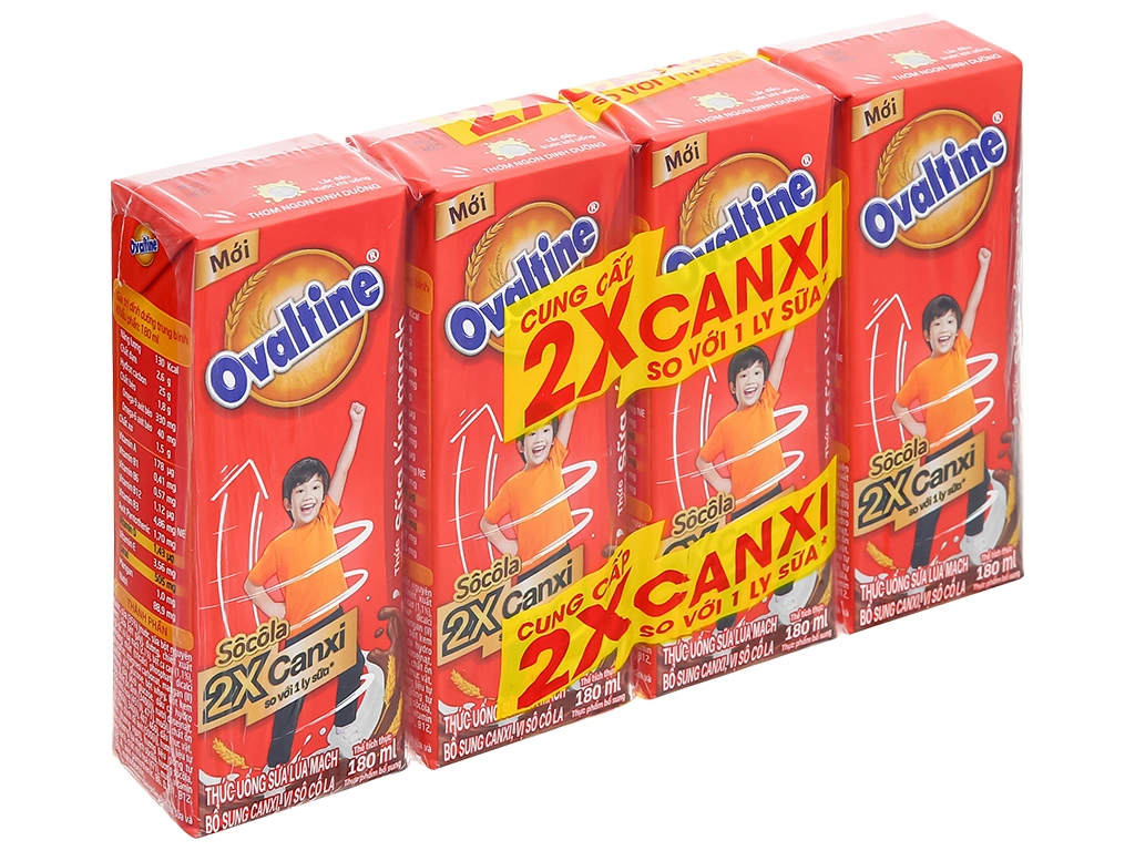 Thùng 48 hộp Sữa lúa mạch vị socola Ovaltine bổ sung canxi 180ml
